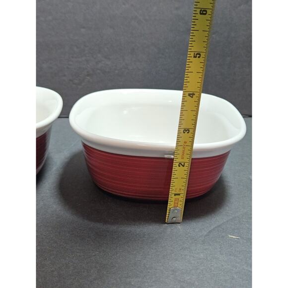 Corning Ware Etch Brick Red Stoneware Casserole Square 20 oz & 7 oz Four Dishes - Picture 16 of 16